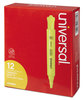A Picture of product UNV-08861 Universal™ Desk Highlighters Fluorescent Yellow Ink, Chisel Tip, Barrel, Dozen
