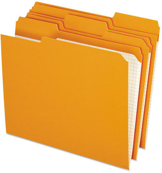 Pendaflex® Double-Ply Reinforced Top Tab Colored File Folders,  1/3 Cut, Letter, Orange, 100/Box