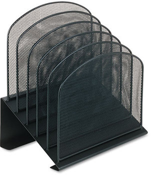 Safco® Onyx™ Mesh Desk Organizer with Tiered Sections 5 Letter to Legal Size Files, 11.25" x 7.25" 12", Black