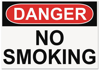 Headline® OSHA Safety Signs,  DANGER NO SMOKING, White/Red/Black, 10 x 14