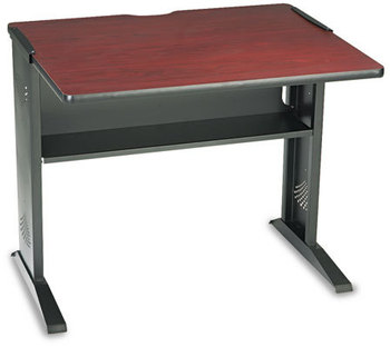 Safco® Computer Desk with Reversible Top 35.5" x 28" 30", Mahogany/Medium Oak/Black