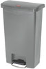 A Picture of product RCP-1883602 Rubbermaid® Commercial Slim Jim® Resin Front Step Style Step-On Container. 13 gal. Gray.