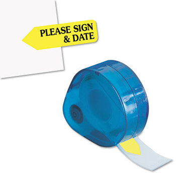 Redi-Tag® Dispenser Arrow Flags,  "Please Sign and Date", Yellow, 120 Flags
