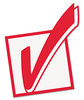 A Picture of product UNV-10075 Universal® Pre-Inked One-Color Round Stamp Message CHECK MARK, Pre-Inked/Re-Inkable, Red