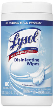 LYSOL® Brand Disinfecting Wipes,  Crisp Linen Scent, 7 x 8, 80/Canister, 6 Canister/Carton