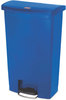 A Picture of product RCP-1883595 Rubbermaid® Commercial Slim Jim® Resin Front Step Style Step-On Container. 18 gal. Blue.