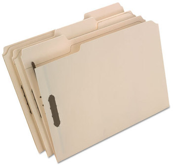 Pendaflex® Manila Folders with Fasteners,  2 Fasteners, 1/3 Cut Tabs, Letter, Manila, 50/Box