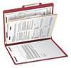A Picture of product SMD-13703 Smead™ Colored Top Tab Classification Folders with SafeSHIELD® Coated Fasteners Four 2" Expansion, 1 Divider, Letter Size, Red Exterior, 10/Box