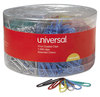 A Picture of product UNV-21000 Universal® Plastic-Coated Paper Clips with Six-Compartment Dispenser Tub, #3, Assorted Colors, 1,000/Pack