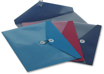 Pendaflex® ViewFront Transparent Poly Envelope,  Side Opening, 11 x 9 1/2, 3 Colors, 4/Pack