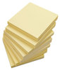 A Picture of product UNV-35668 Universal® Self-Stick Note Pads 3" x Yellow, 100 Sheets/Pad, 12 Pads/Pack