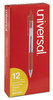 A Picture of product UNV-15532 Universal™ Comfort Grip® Clear Barrel Retractable Ballpoint Pen Medium 1 mm, Red Ink, Clear/Red Dozen