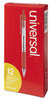 A Picture of product UNV-15532 Universal™ Comfort Grip® Clear Barrel Retractable Ballpoint Pen Medium 1 mm, Red Ink, Clear/Red Dozen