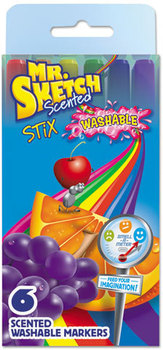 Mr. Sketch® Washable Markers,  Stix, Assorted Colors, 6/Set