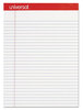 A Picture of product UNV-20630 Universal® Perforated Ruled Writing Pads Wide/Legal Rule, Red Headband, 50 White 8.5 x 11.75 Sheets, Dozen