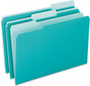 A Picture of product PFX-421013AQU Pendaflex® Interior File Folders 1/3-Cut Tabs: Assorted, Letter Size, Aqua, 100/Box