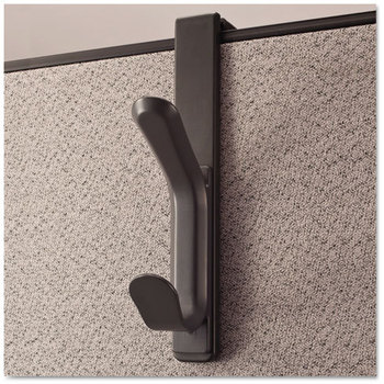 Universal® Deluxe Recycled Plastic Cubicle Coat Hook Double Charcoal