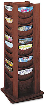 Safco® Rotary Display 48 Compartments, 17.75w x 17.75d 49.5h, Mahogany
