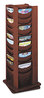 A Picture of product SAF-4335MH Safco® Rotary Display 48 Compartments, 17.75w x 17.75d 49.5h, Mahogany