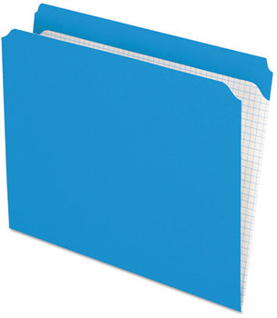 Pendaflex® Double-Ply Reinforced Top Tab Colored File Folders,  Straight Cut, Letter, Blue, 100/Box