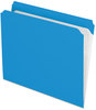 A Picture of product PFX-R152BLU Pendaflex® Double-Ply Reinforced Top Tab Colored File Folders,  Straight Cut, Letter, Blue, 100/Box