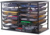 A Picture of product RUB-1735746 Rubbermaid® 12-Compartment Organizer with Mesh Drawers,  23 4/5" x 15 9/10" x 15 2/5", Black