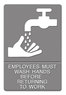 A Picture of product USS-4726 Headline® Sign ADA Sign,  EMPLOYEES MUST WASH HANDS... Tactile Symbol/Braille, 6 x 9, Gray