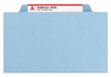 A Picture of product SMD-19030 Smead™ Six-Section Colored Pressboard Top Tab Classification Folders with SafeSHIELD® Coated Fasteners Six 2 Dividers, Legal Size, Blue, 10/Box