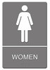 A Picture of product USS-4816 Headline® Sign ADA Sign,  Women Restroom Symbol w/Tactile Graphic, Molded Plastic, 6 x 9, Gray