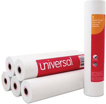 Universal® Direct Thermal Printing Fax Paper Rolls 0.5" Core, 8.5" x 98 ft, White, 6/Pack