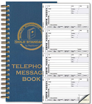 Rediform® Gold Standard Line™ Wirebound Message Book,  2 3/4 x 5, Two-Part Carbonless, 600 Sets/Book