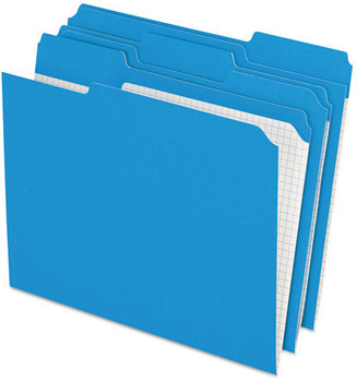 Pendaflex® Double-Ply Reinforced Top Tab Colored File Folders,  1/3 Cut, Letter, Blue, 100/Box