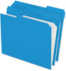 A Picture of product PFX-R15213BLU Pendaflex® Double-Ply Reinforced Top Tab Colored File Folders,  1/3 Cut, Letter, Blue, 100/Box