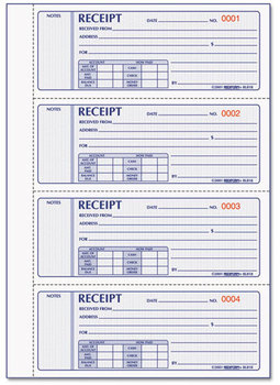 Rediform® Money Receipt Book,  2 3/4 x 7, Carbonless Triplicate, 200 Sets/Book