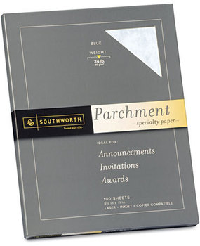 Southworth® Parchment Specialty Paper,  Blue, 24 lb., 8 1/2 x 11, 100/Pack