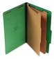 A Picture of product UNV-10312 Universal® Bright Colored Pressboard Classification Folders 2" Expansion, 2 Dividers, 6 Fasteners, Legal Size, Emerald Green, 10/Box