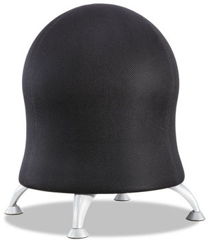 Safco® Zenergy™ Ball Chair Backless, Supports Up to 250 lb, Black Fabric Seat, Silver Base