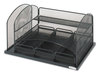 A Picture of product SAF-3252BL Safco® Onyx™ Organizer with Three Drawers 3 6 Compartments, Steel, 16 x 11.5 8.25, Black