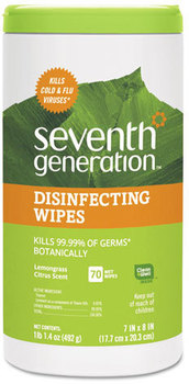 Seventh Generation® Botanical Disinfecting Wipes,  8 x 7, 70 Count, 6 Canisters/Case