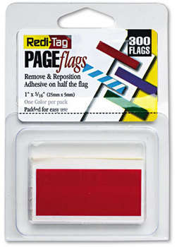 Redi-Tag® Removable/Reusable Small Rectangular Page Flags,  Red, 300/Pack