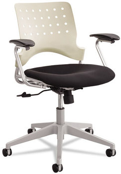 Safco® Reve™ Square Back Task Chair Supports 250lb, 18" to 22.5" High Black Seat, Latte Silver Base,Ships in 1-3 Business Days