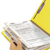 A Picture of product SMD-19034 Smead™ Six-Section Colored Pressboard Top Tab Classification Folders with SafeSHIELD® Coated Fasteners Six 2 Dividers, Legal Size, Yellow, 10/Box