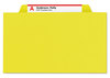 A Picture of product SMD-19034 Smead™ Six-Section Colored Pressboard Top Tab Classification Folders with SafeSHIELD® Coated Fasteners Six 2 Dividers, Legal Size, Yellow, 10/Box