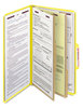 A Picture of product SMD-19034 Smead™ Six-Section Colored Pressboard Top Tab Classification Folders with SafeSHIELD® Coated Fasteners Six 2 Dividers, Legal Size, Yellow, 10/Box