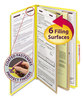 A Picture of product SMD-19034 Smead™ Six-Section Colored Pressboard Top Tab Classification Folders with SafeSHIELD® Coated Fasteners Six 2 Dividers, Legal Size, Yellow, 10/Box