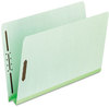 A Picture of product PFX-17180 Pendaflex® Heavy-Duty Pressboard Folders with Embossed Fasteners Straight Tabs, 2" Expansion, 2 Letter Size, Green, 25/Box