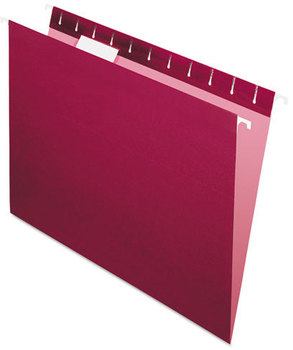 Pendaflex® Essentials™ Colored Hanging Folders,  1/5 Tab, Letter, Burgundy, 25/Box