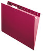 A Picture of product PFX-81613 Pendaflex® Essentials™ Colored Hanging Folders,  1/5 Tab, Letter, Burgundy, 25/Box