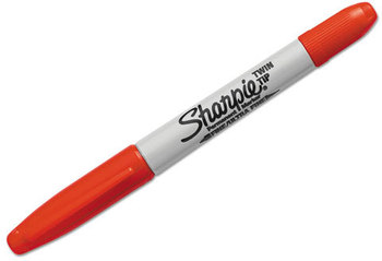 Sharpie® Twin-Tip Permanent Marker,  Fine/Ultra Fine Point, Red