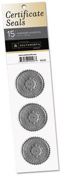 Southworth Certificate Seals,  "Achievement", 1 3/4" dia., Silver, 15/Pack